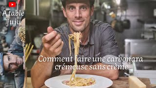 Comment faire des pâtes à la carbonara  Vidéo A table Juju [upl. by Cowles976]