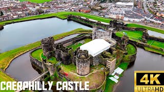 Caerphilly Castle Drone Footage [upl. by Dobb]