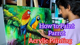 How to Paint Beautiful Parrot Birds Acrylic Painting Value Art Studios art artist acrylicpainting [upl. by Midas]