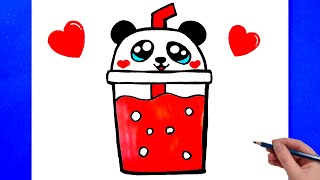 Sevimli Çizimler  Panda Çizimi  Milkshake Çizimi  Kolay Çizimler  Sevimli Resim Çizimleri [upl. by Riocard]