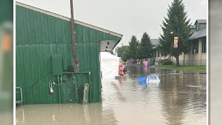 New York State Fairgrounds flooded after weekend storms [upl. by Lanta829]