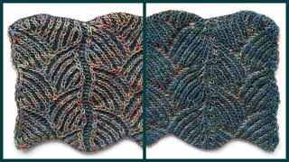 Brioche knitting Stripy leaves scarf  knitting patterns [upl. by Adlesirhc]