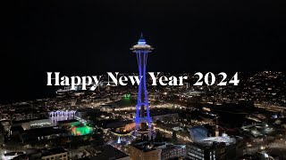 Seattle 2024 Space needle Full Live Fireworks  Drone show  new years Light foggy💨 [upl. by Hurst]