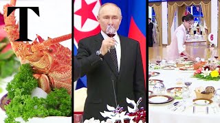 Putin lavished at North Korean banquet [upl. by Suoivatco]