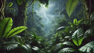 Rainforest Night Sleep Instantly with Heavy Rainstorm amp Thunder Sounds [upl. by Doria159]