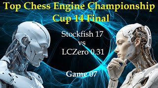 Stockfish 17 vs LC Zero 031  TCEC Cup 14 Final  Game 07 [upl. by Elleahcim]