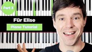 How to play quotFÜR ELISEquot on Piano Tutorial  very easy  Part 3 [upl. by Ainerbas]