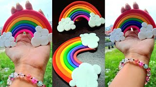 🌈Super Clay Rainbow Art 🍀  How to make rainbow with clay 🥀 [upl. by Ettedo]