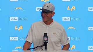 Jim Harbaugh Postgame Press Conference vs Titans  LA Chargers [upl. by Elleuqar]