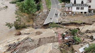 HochwasserKatastrophe in Schuld Kreis Ahrweiler  Luftbilder der Zerstörung entlang der Ahr [upl. by Politi473]