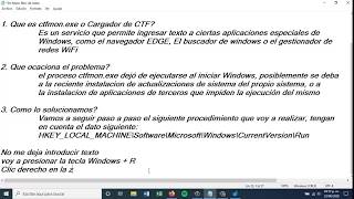 Solucion Definitiva ctfmon No Deja Introducir Texto Windows 10 [upl. by Eniar]