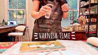 STUDIO VLOG VARNISHING TIPS OIL PAINTING TIPS PAINTING MY OWN CLOTHES AND MORE [upl. by Neeka]