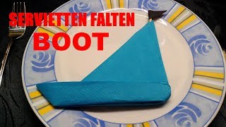 Servietten falten Boot einfach  Einfache DIY Tischdeko basteln [upl. by Northington130]