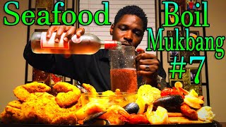 Seafood Boil Mukbang 7  Fried Blue Crabs  Snow Crab Legs  Shrimp  Craw Fish  Mussels  MKBites [upl. by Blessington177]