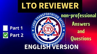 LTO Exam Reviewer 2024 English For NonProfessional Drivers License  Question amp Answer Key  Part 2 [upl. by Barkley402]