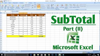 How to Create Subtotal in Microsoft Excel PartII [upl. by Pascal]