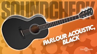 SOUNDCHECK Parlour Acoustic Guitar by Gear4music Black  Gear4music Guitars [upl. by Nayar54]