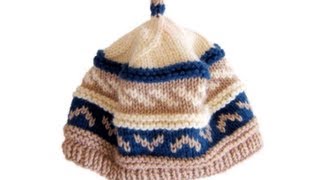 How to knit a Fair Isle pattern Beanie Cap hat with needles [upl. by Llennahs]