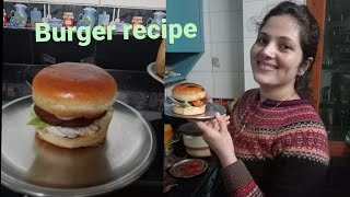 crispy veggie burger 🍔 recipe  Home made veg burger 🍔 [upl. by Lanford]