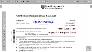 970111MJ24  CAMBRIDGE AS amp A LEVEL CHEMISTRY MAYJUNE 2024 Paper 11  PHYSICAL amp INORGANIC [upl. by Hiroshi]