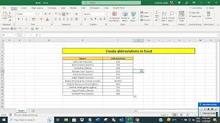 Create abbreviations in Excel [upl. by Ness932]