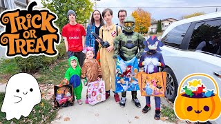 COME TRICK OR TREATING with Us Our 2nd Halloween Since Dad Passed Away Large Family  Mom of 8 Kids [upl. by Llij]