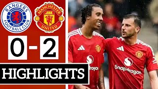 Rangers Vs Man United 02 Highlights  Leny Yoro Debut  Amad Diallo Goal  PreSeason 2024 [upl. by Seavey368]