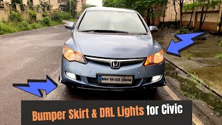 Bumper lip skirt installation on Honda Civic  DRL installation [upl. by Chicky32]