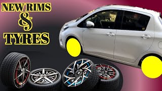 TOYOTA VITZ ALLOY RIMS amp TIRES UPGRADES  YOKOHAMA BLUEARTHGT AE51 18565R15 CHEAP PRICE KARACHI [upl. by Woodrow]