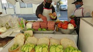 Tortas Mexicanas famosas 🍔 Tortas de la Purisima 🍔 comida callejera mexicana [upl. by Ahsien]