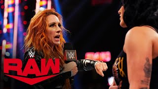 Becky Lynch warns Rhea Ripley “When people doubt me I’m great” Raw highlights March 11 2024 [upl. by Ayana]