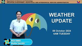 Public Weather Forecast issued at 4AM  October 08 2024  Tuesday [upl. by Evan]