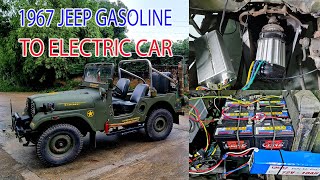 1967 JEEP GASOLINE Conversion To ELECTRIC Car at home [upl. by Jaala889]