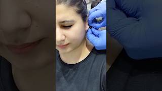 upper lobe ear piercing with silver Baliearpiercingyoutubeshortsearpiercing shorts trending [upl. by Reid]