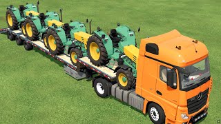 Transporting mini buhrer tractor to garage with mercedes truckin parkour Farming Simulator 22 [upl. by Gruchot]