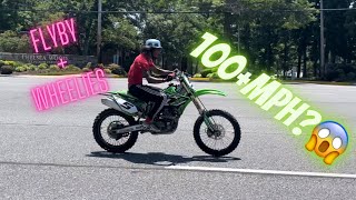 2016 Kx450F Top Speed Test  Flyby amp Wheelies 100mph topspeed bikelife [upl. by Meghan]