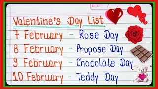 Valentine Week  7 Feb to 14 Feb all day list  kal konsa day hai 2024 lValentines Day week 2024 l [upl. by Melissa]