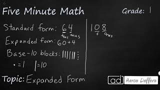 1st Grade Math Expanded Form [upl. by Hahsi]