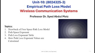 Wireless Communication System Unit 10 Pathloss Exponent Model [upl. by Chrysler]