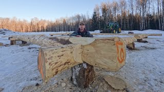 Building My Log Home Pt 3  Setting the First Logs [upl. by Brandwein928]