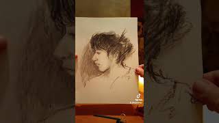 Charcoal portrait ✨charcoaldrawing art drawingportrait sketch [upl. by Perzan]