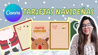 ¿Cómo hacer TARJETAS NAVIDEÑAS en CANVA 🎄 Tutorial  GRATIS [upl. by Nilauqcaj]