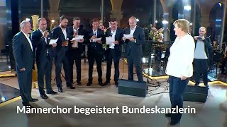 Georgischer Männerchor begeistert Merkel [upl. by Aidualk]