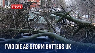 Storm Darragh Two men die and hundreds of thousands without power as winds reach 93mph [upl. by Nade934]