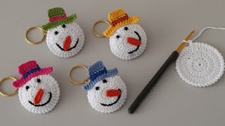 Perfect Christmas Gift Idea‼️ ☃️Easy amp Cute Crochet Snowman Keychain Tutorial [upl. by Persse]