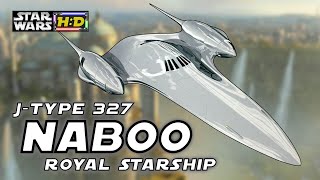 HistoryTriviaNABOO ROYAL STARSHIP Jtype 327 NubianQueen Amidala Star Wars Hyperspace Database [upl. by Ardnos]