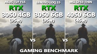 RTX 3050 4GB 95w vs 3050 6GB 95w vs 4050 6GB 45w Gaming Benchmark Test  Which one is good [upl. by Gilman]