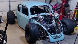 Twin turbo LS vw beetle bug ratrod slammed on bags [upl. by Semyaj]