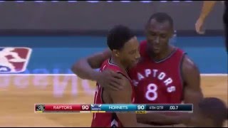 Timeout ruins DeMar DeRozans halfcourt game winner vs Charlotte [upl. by Drofnelg]