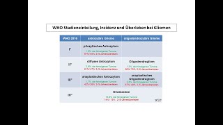 WHO Stadieneinteilung Inzidenz und Überleben bei Gliomen  Strahlentherapie Prof Hilke Vorwerk [upl. by Socrates]